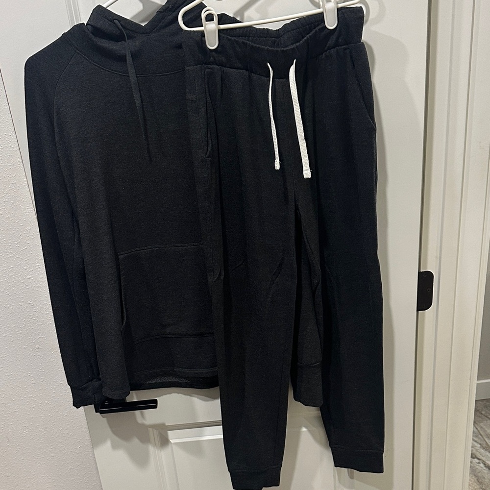 Women's Black Hoodie and Jogger Set with Drawstring